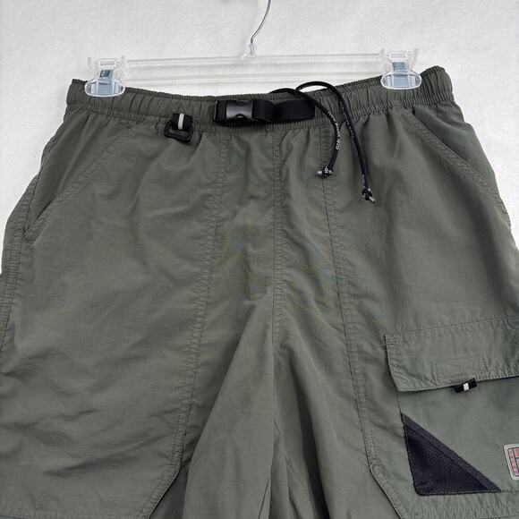 Eddie Bauer Sport Nylon Shorts Mens Size M Tall Green Mesh Brief Lining Belted - Picture 2 of 11